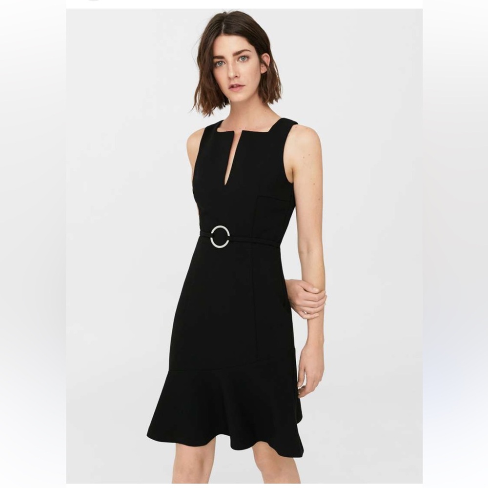 Mango Black Midi Dress with Belt
